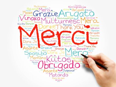 Merci (Fransızca Teşekkür) farklı dillerde aşk sözcükleri bulutu