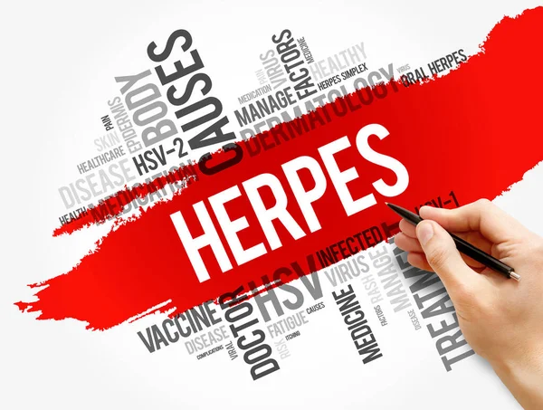 Herpes Palabra Nube Collage Fondo Concepto Salud —  Fotos de Stock