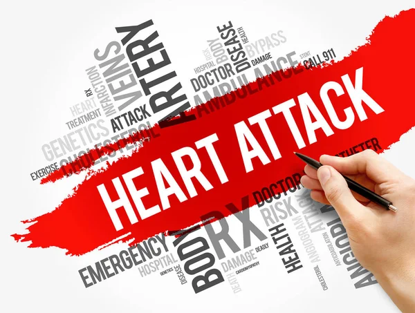 Ataque Cardíaco Palabra Nube Collage Fondo Concepto Salud —  Fotos de Stock