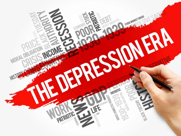 Depression Era Word Cloud Collage Education Concept Background — Stock Photo, Image