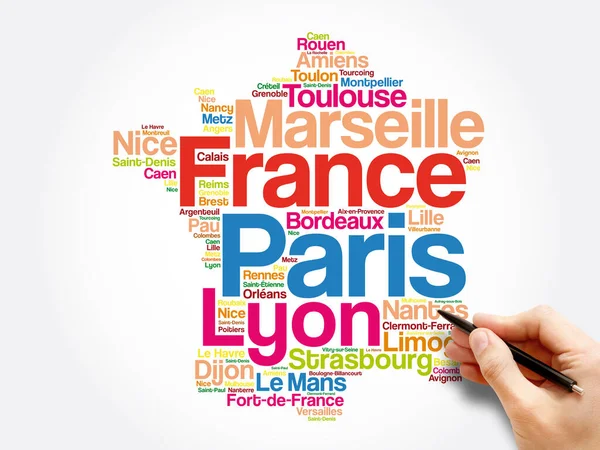 Liste Des Villes Villages France Map Word Cloud Collage Business — Photo