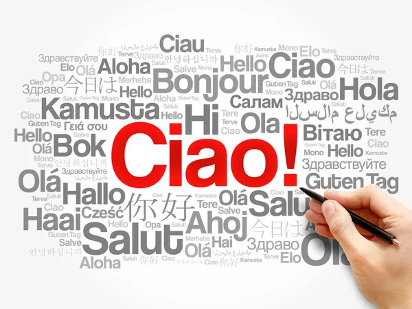 Ciao Hello Greeting Italiano Nube Palabras Diferentes Idiomas Del Mundo —  Fotos de Stock