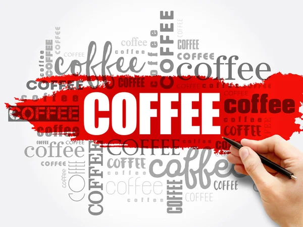 コーヒー飲料の一覧ワードクラウドコラージュ ポスター背景 — ストック写真