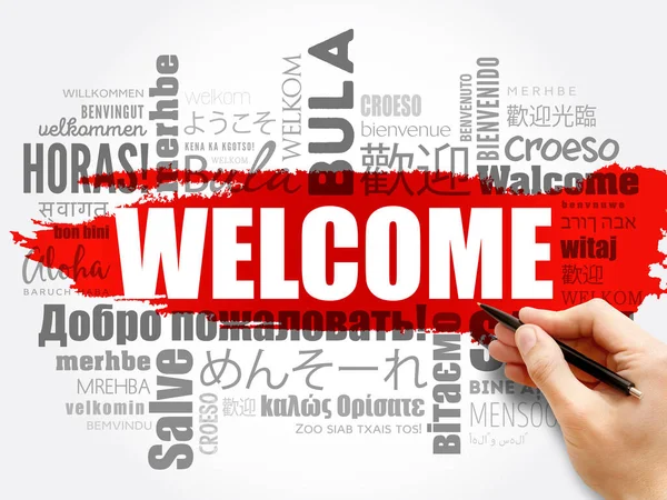 Welcome Word Cloud Different Languages Conceptual Background — Stock Photo, Image