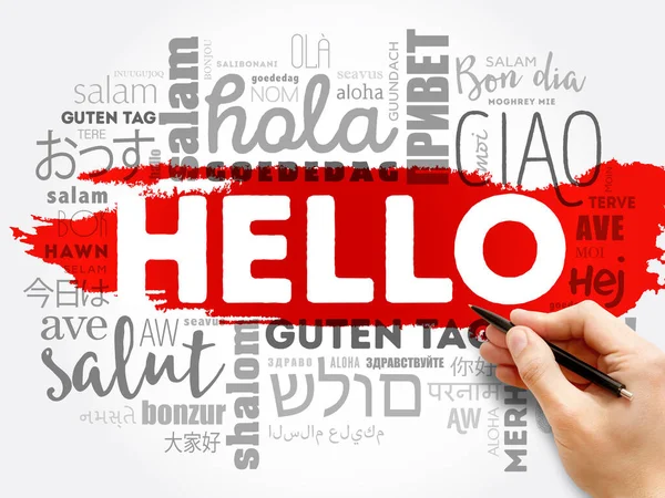 Hello Word Cloud Different Languages World Background Concept — Stock Photo, Image