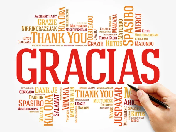 Gracias Merci Espagnol Word Cloud Background Toutes Les Langues Multilingue — Photo