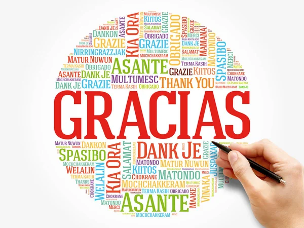 Gracias Danke Auf Spanisch Word Cloud Hintergrund Alle Sprachen Mehrsprachig — Stockfoto