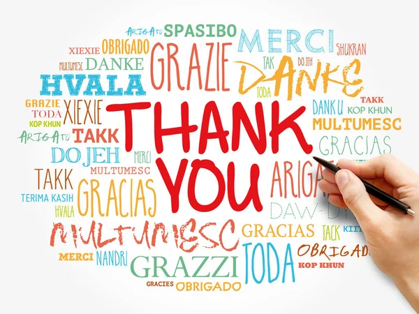 Thank You Word Cloud Background All Languages Multilingual Education Thanksgiving — Stock Photo, Image