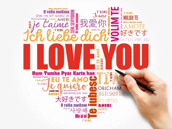 Love You Heart Concept Word Cloud Collage Different Languages World — Stock fotografie