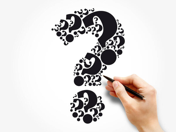 Облако знака вопроса сформировано из множества знаков вопроса коллаж, фон бизнес-концепции