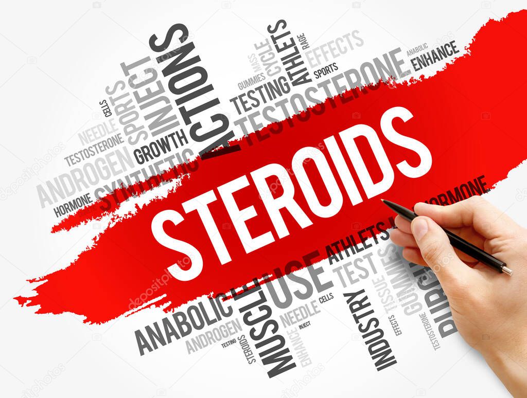 Steroids word cloud collage, health concept background