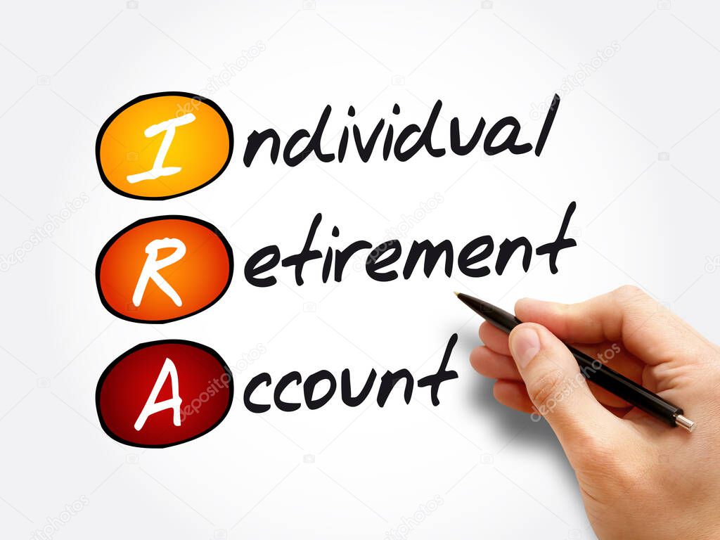IRA - Individual Retirement Account acronym, concept background