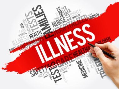 ILLNESS kelime bulut kolajı, sağlık konsepti geçmişi
