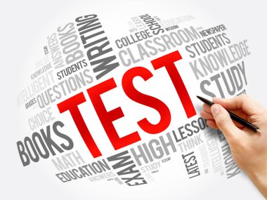 Test kelimesi bulut kolajı, eğitim konsepti geçmişi