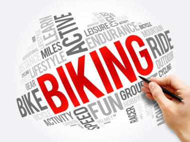 Bisiklet kelime bulut kolajı, spor konsepti geçmişi