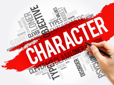 CHARACTER kelime bulut kolajı, sosyal konsept arka plan