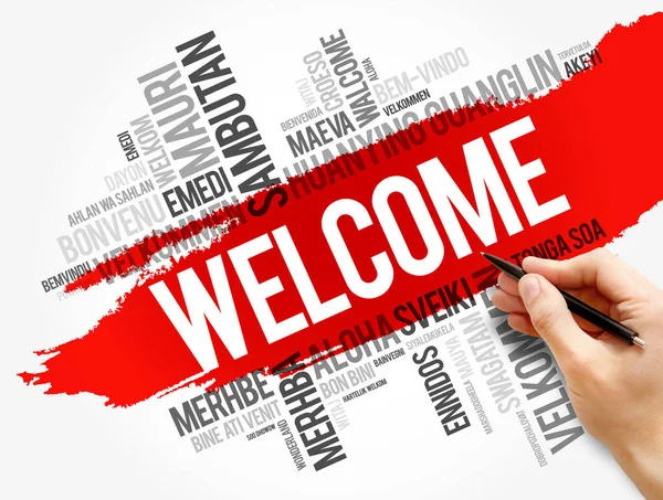 Welcome Word Cloud Different Languages Conceptual Background — Stock Photo, Image