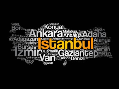 Türkiye 'deki şehirlerin listesi kelime bulut haritası, kavram geçmişi