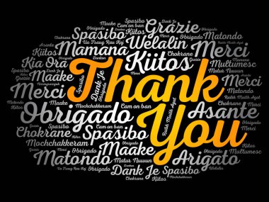Teşekkürler Kelime Bulutu arka planı, tüm diller, eğitim için çokdilli ya da şükran günü