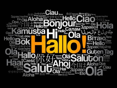 Toplantı Salonu (Merhaba tebrik Almanca) sözcüğü bulut dünyanın arka plan kavramı farklı dillerde