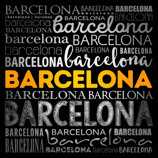 Barcelona Wallpaper Word Cloud Travel Concept Background — Stock Vector