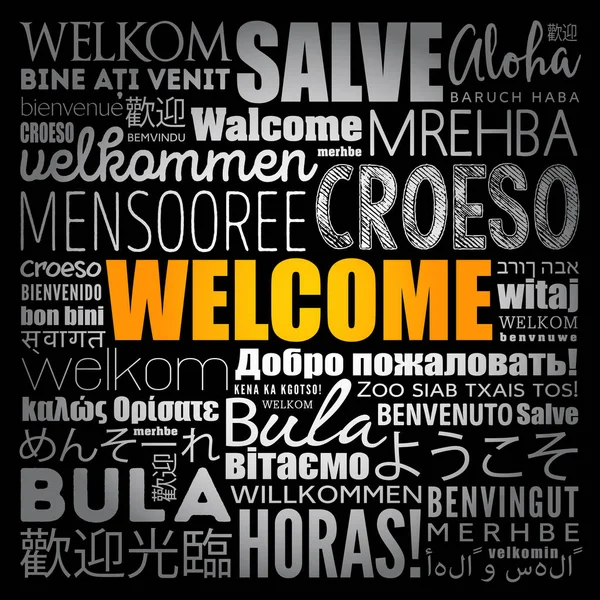 Welcome Word Cloud Different Languages Conceptual Background — Stock Vector