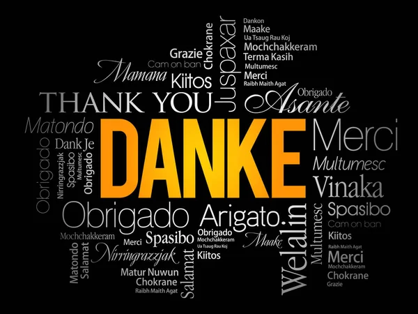 Farklı Dillerde Kelime Bulut Arkaplanı Danke Almanca Teşekkür Ederim — Stok Vektör