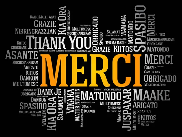 Merci Merci Français Nuage Mots Dans Différentes Langues — Image vectorielle