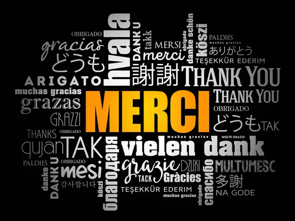 Merci Merci Français Nuage Mots Dans Différentes Langues — Image vectorielle