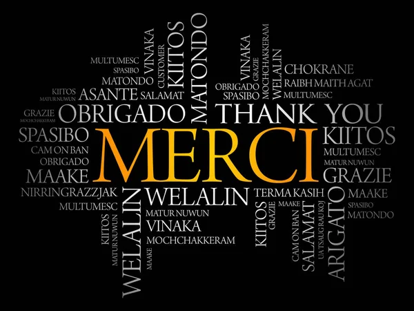 Merci Merci Français Word Cloud Fond Toutes Les Langues Multilingue — Image vectorielle