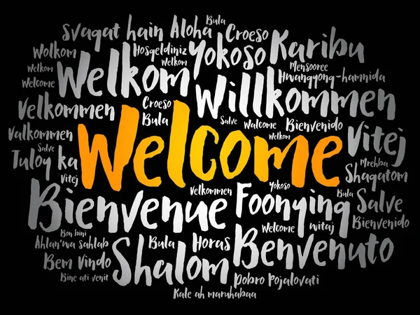 Welcome Word Cloud Different Languages Conceptual Background — Stock Vector