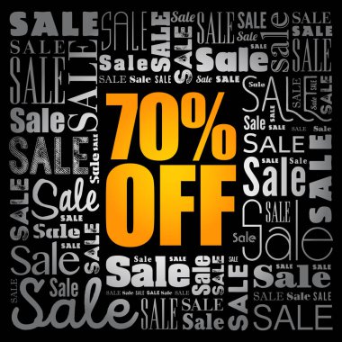 % 70 indirimli kelime bulut kolajı, iş konsepti geçmişi