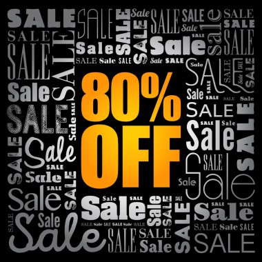 % 80 indirimli kelime bulut kolajı, iş konsepti geçmişi