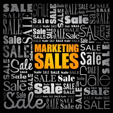 Pazarlama sözcüğü bulut kolajı, iş konsepti geçmişi