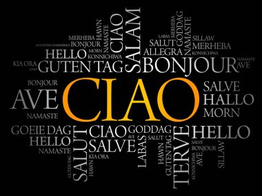 Çav (İtalyanca Selamlar) Dünyanın farklı dillerinde kelime bulutu