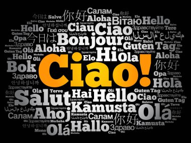 Çav (İtalyanca Selamlar) Dünyanın farklı dillerinde kelime bulutu
