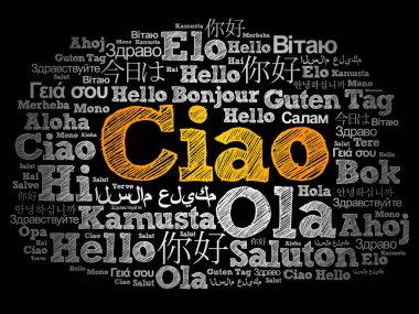 Çav (İtalyanca Selamlar) Dünyanın farklı dillerinde kelime bulutu