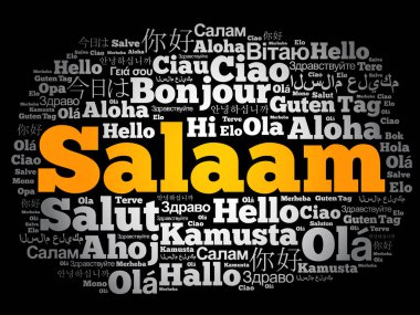 SALAAM (Farsça Merhaba, Farsça) dünyanın farklı dillerinde kelime bulutu