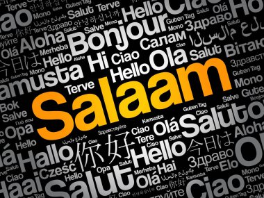 SALAAM (Farsça Merhaba, Farsça) dünyanın farklı dillerinde kelime bulutu