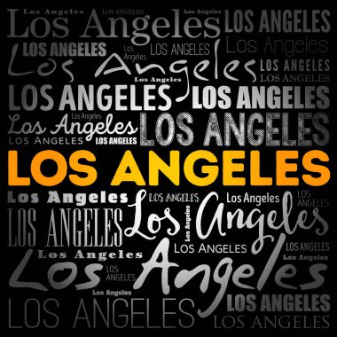 Los Angeles duvar kağıdı kelime bulut, seyahat kavramı arka plan