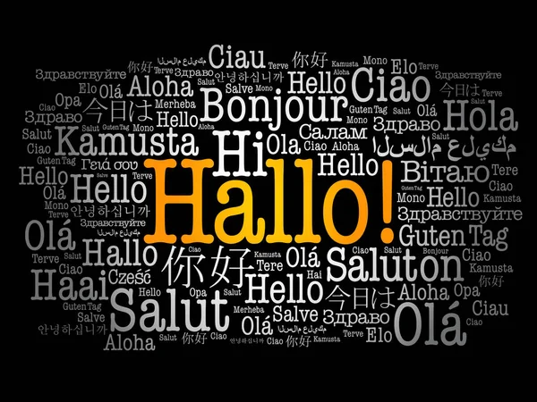 Merhaba (Almanca Selamlar) Dünyanın farklı dillerinde kelime bulutu