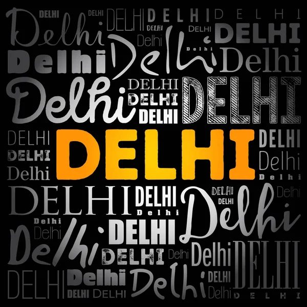 Delhi Tapet Ord Moln Resor Koncept Bakgrund — Stock vektor