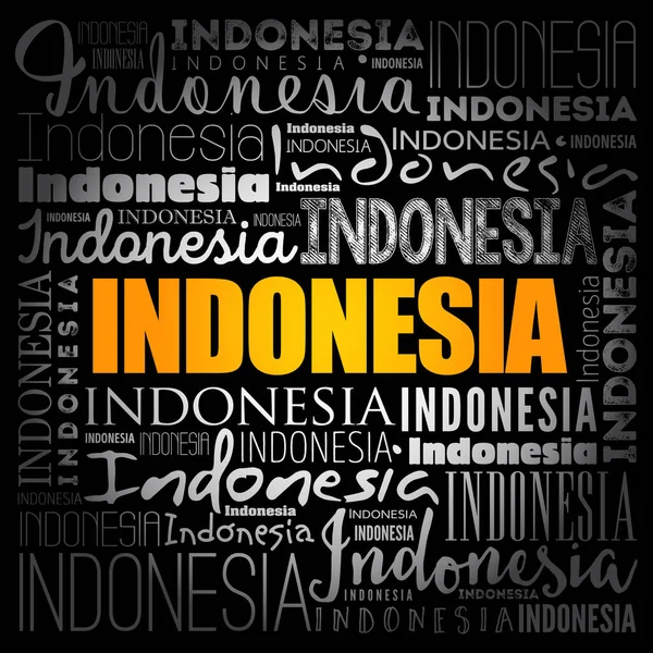 Liste Des Villes Villages Indonésie Mot Cloud Collage Business Travel — Image vectorielle