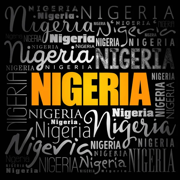 Nigeria Fondo Pantalla Palabra Nube Fondo Concepto Viaje — Vector de stock