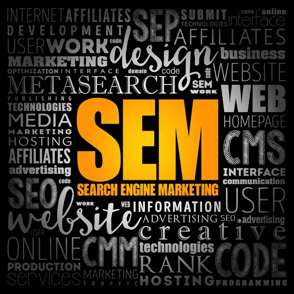 Sem Acronimo Search Engine Marketing Background Del Concetto Business — Vettoriale Stock