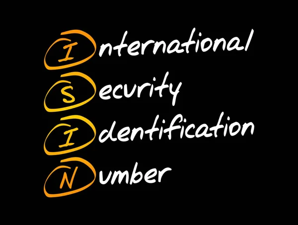 Isin Número Internacional Identificación Seguridad Acrónimo Antecedentes Del Concepto Negocio — Vector de stock