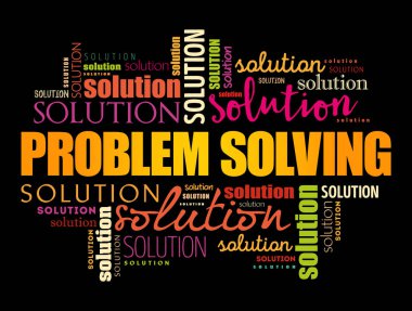 Problem çözme yardım kelime bulutu kolaj, iş kavramı arka plan