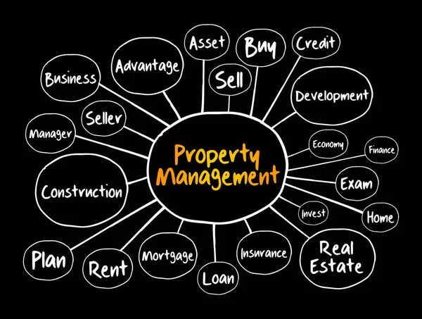 Property Management Mind Map Flowchart Business Concept Presentations Reports — Stock Vector