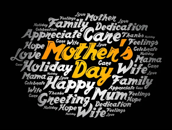 Mother Day Word Cloud Care Love Family Motherhood Concept — стоковый вектор