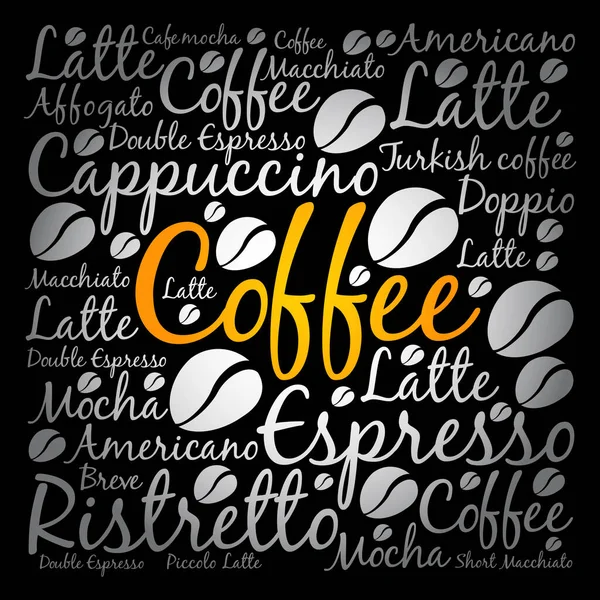 咖啡饮料单字云彩拼贴 海报背景 — 图库矢量图片